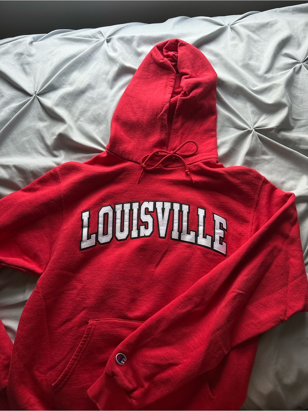 Champion Red Louisville Crewneck Hoodie